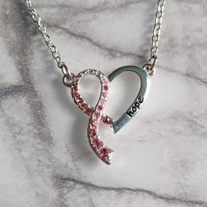 Pink Ribbon Heart Necklace